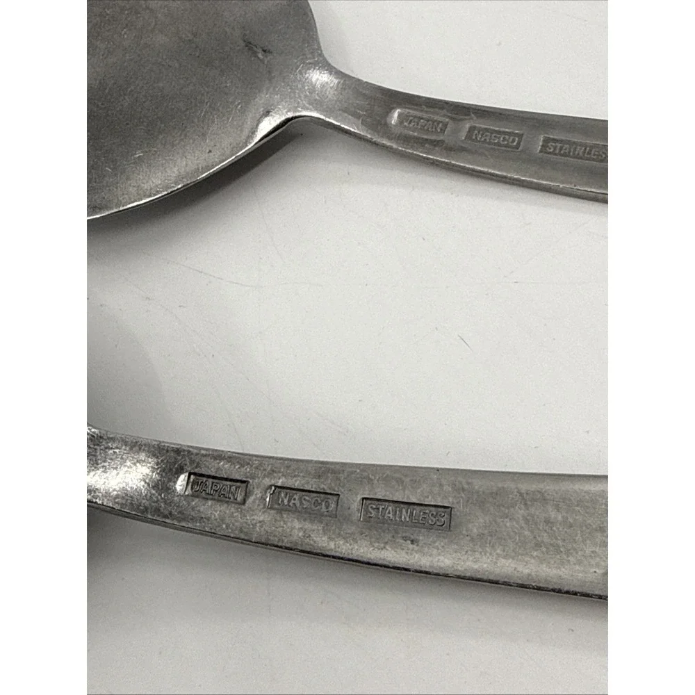 NASCO Japan Large Salad Fork & Spoon Set Serving Stainless  11.5